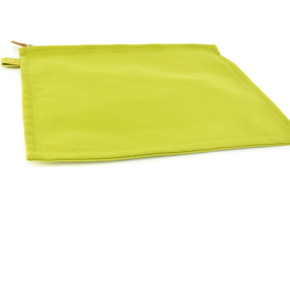 HERMES: Lime Green, Canvas & "H" Logo Medium Travel/Cosmetic/Toiletry Bag (mo) - Picture 6 of 12